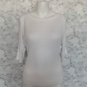 Express White Knit Cold Shoulder 3/4Sleeve Sweater